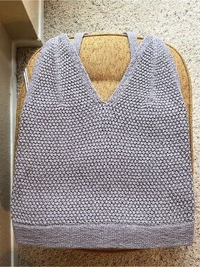 Light Gray Crochet V-Neck Tank Top